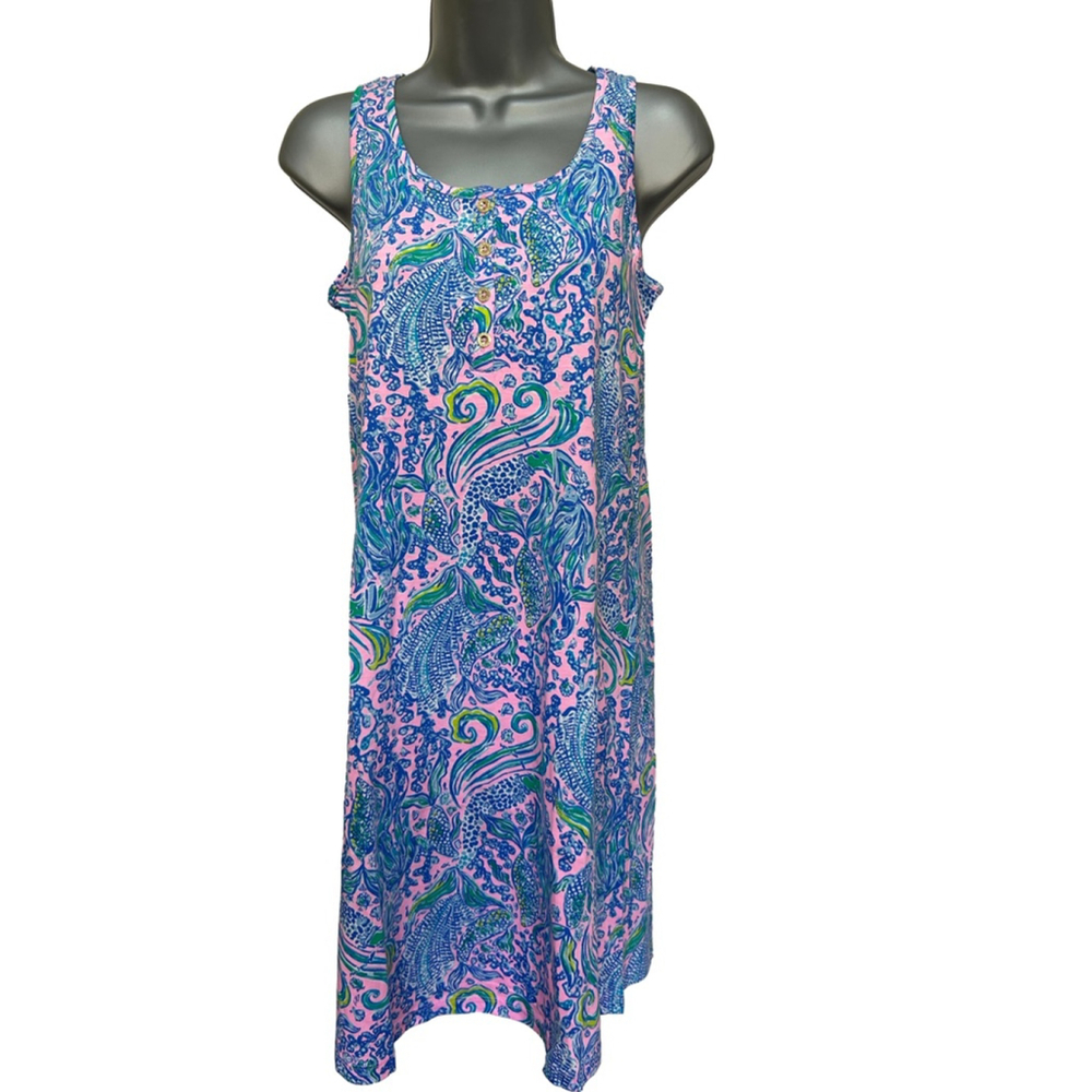 Nwot Lilly Pulitzer Lela Henley Tank Dress In Lilac Rose Size Xxs 100% Cotton